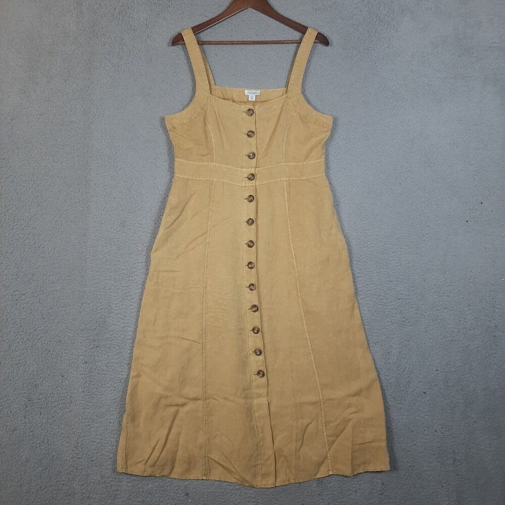 Tan Button-Down Midi Dress